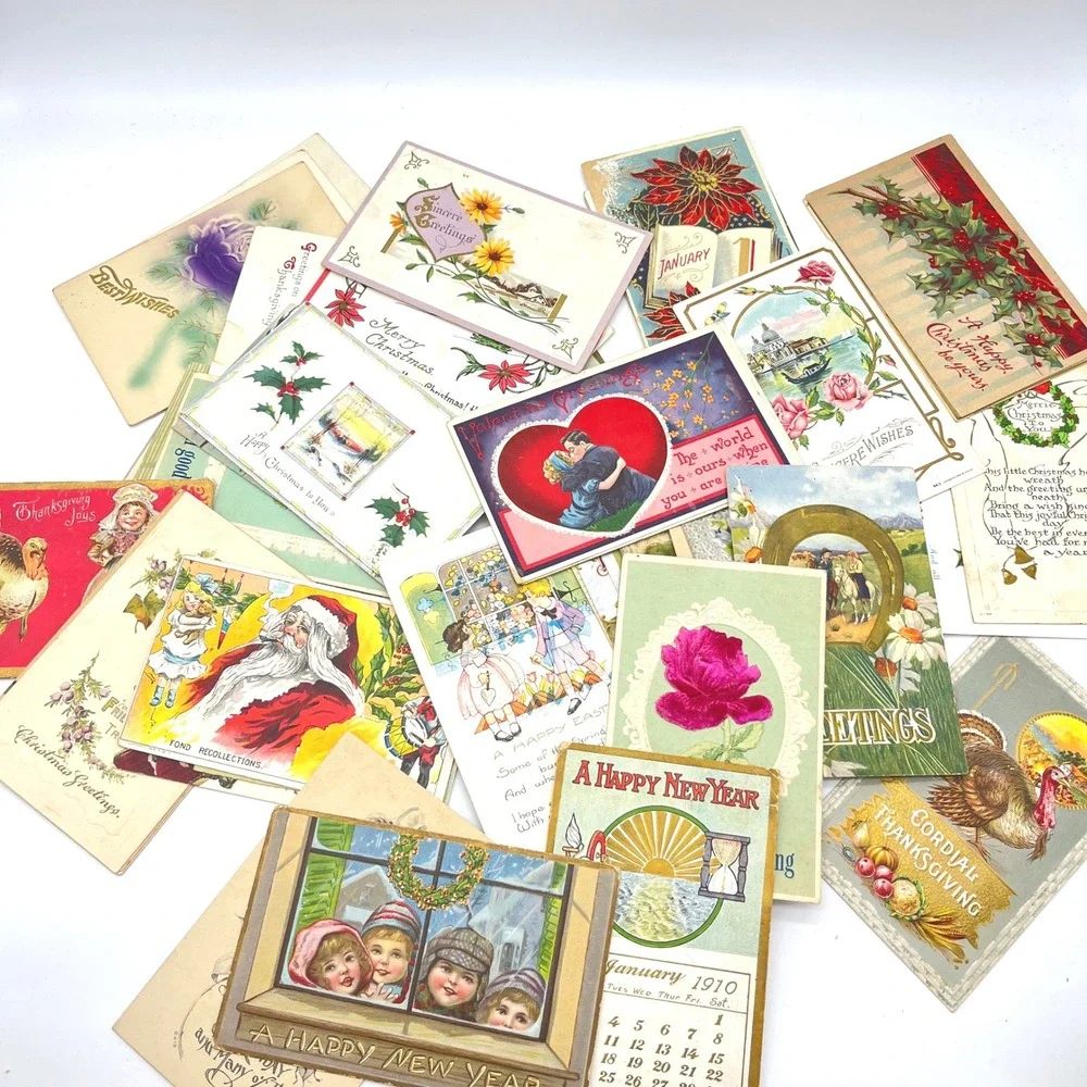 Antique‎ Postcard Collection Lot of 56 Single Recipient Holiday Christmas